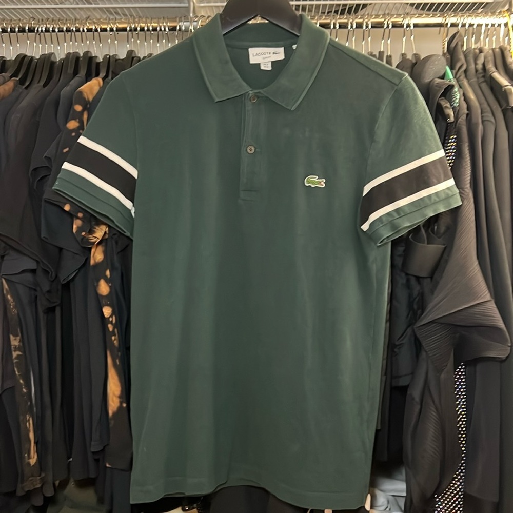 Lacoste Green Polo Arm Stripe Small